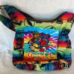 Boho Grateful Dead Knit Purse Cross Body Bag Vintage Y2K Jerry Garcia Rare
